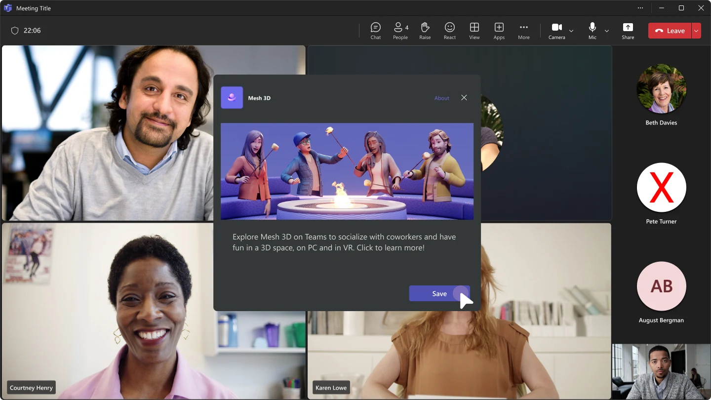Mesh confirmation dialog