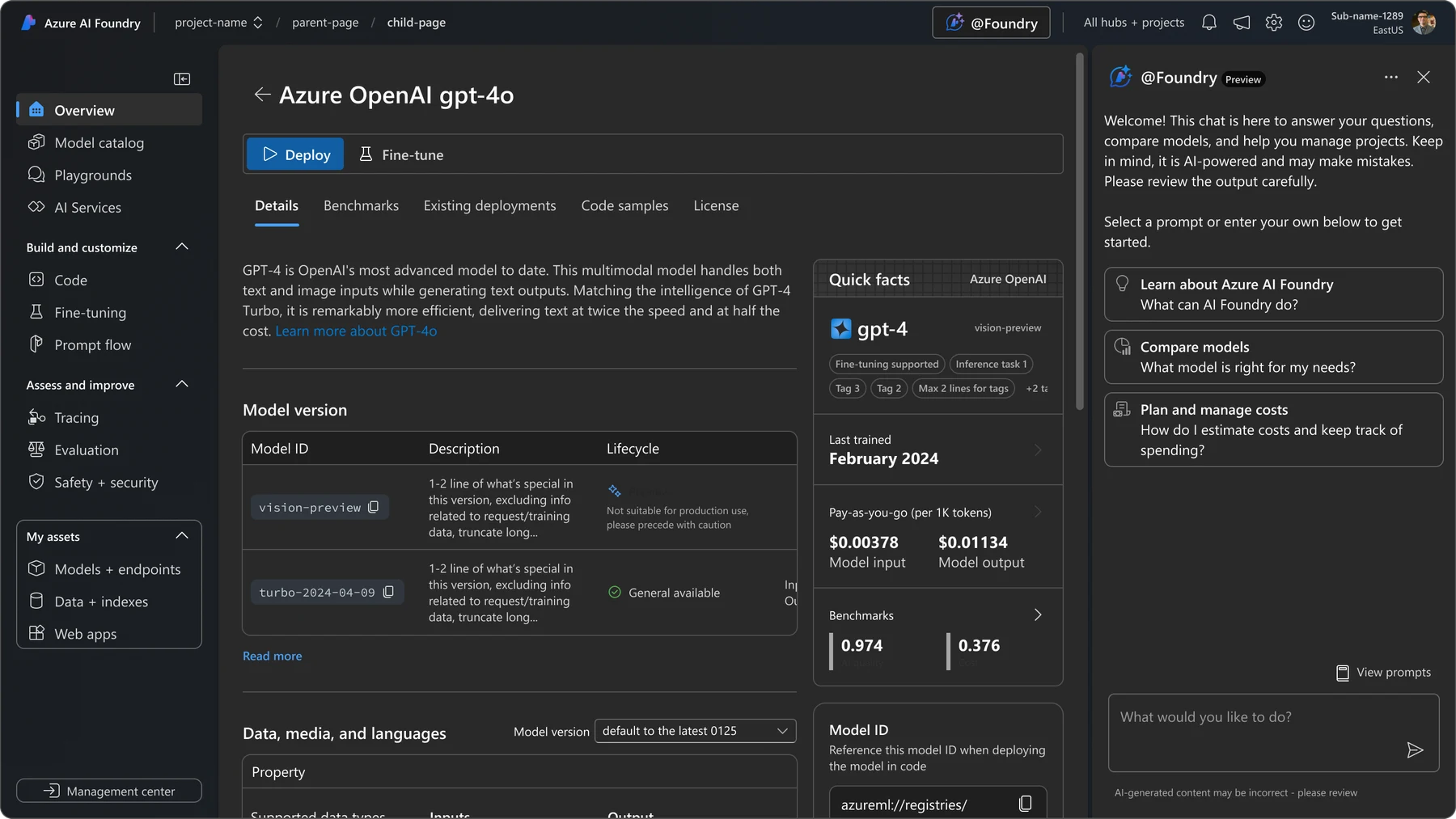 Foundry Chat Agent overview