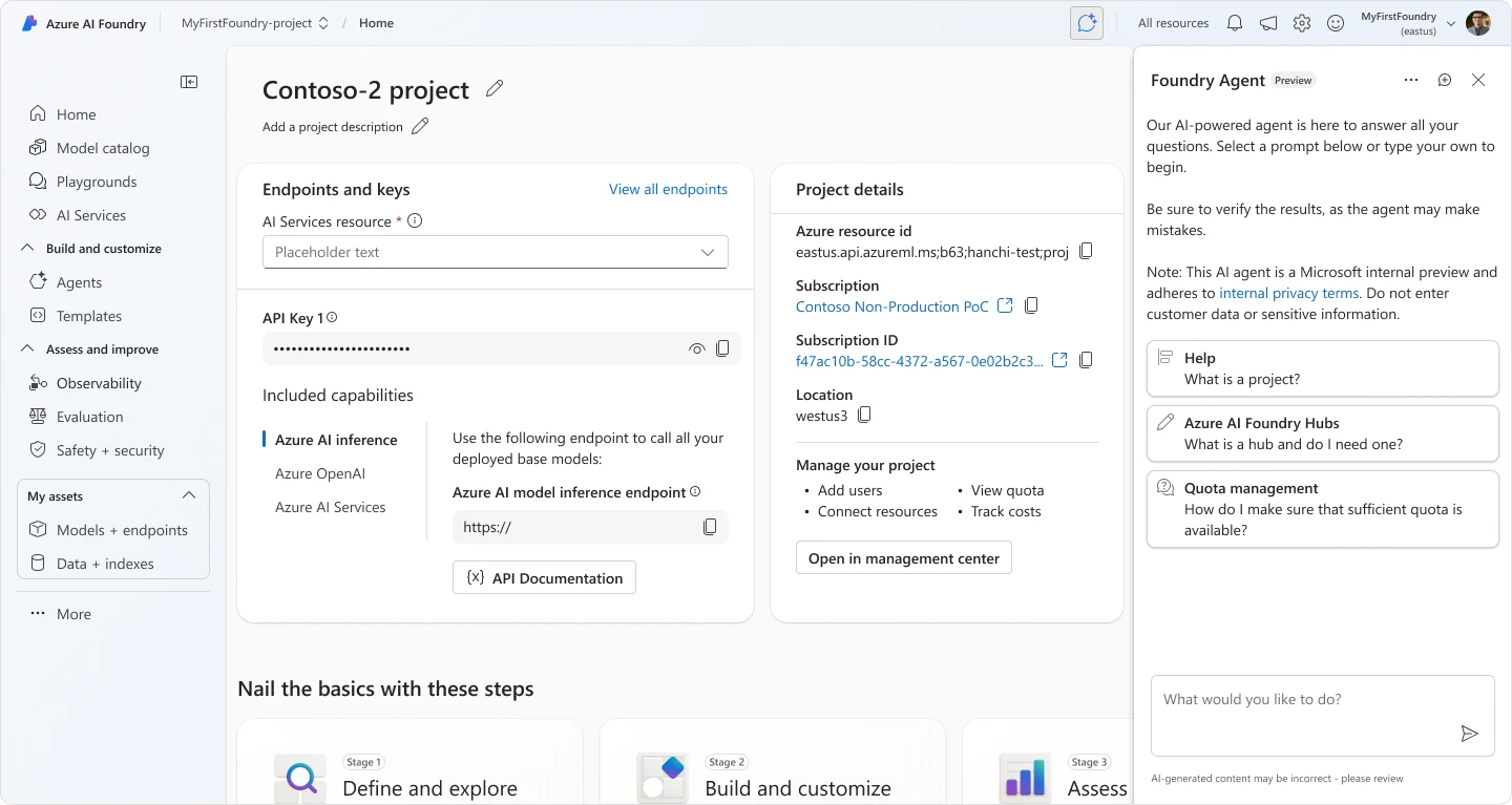 Foundry Agent, integrated into the product experience.